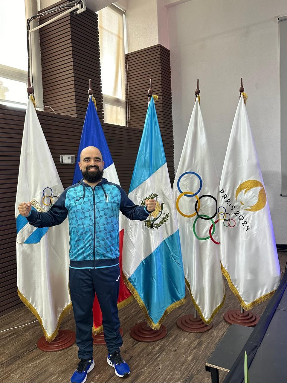 Athletic discipline and Olympic flags visual